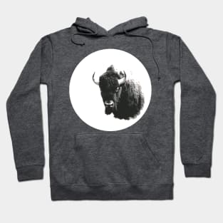 American Bison Spirit Animal Black and White Hoodie